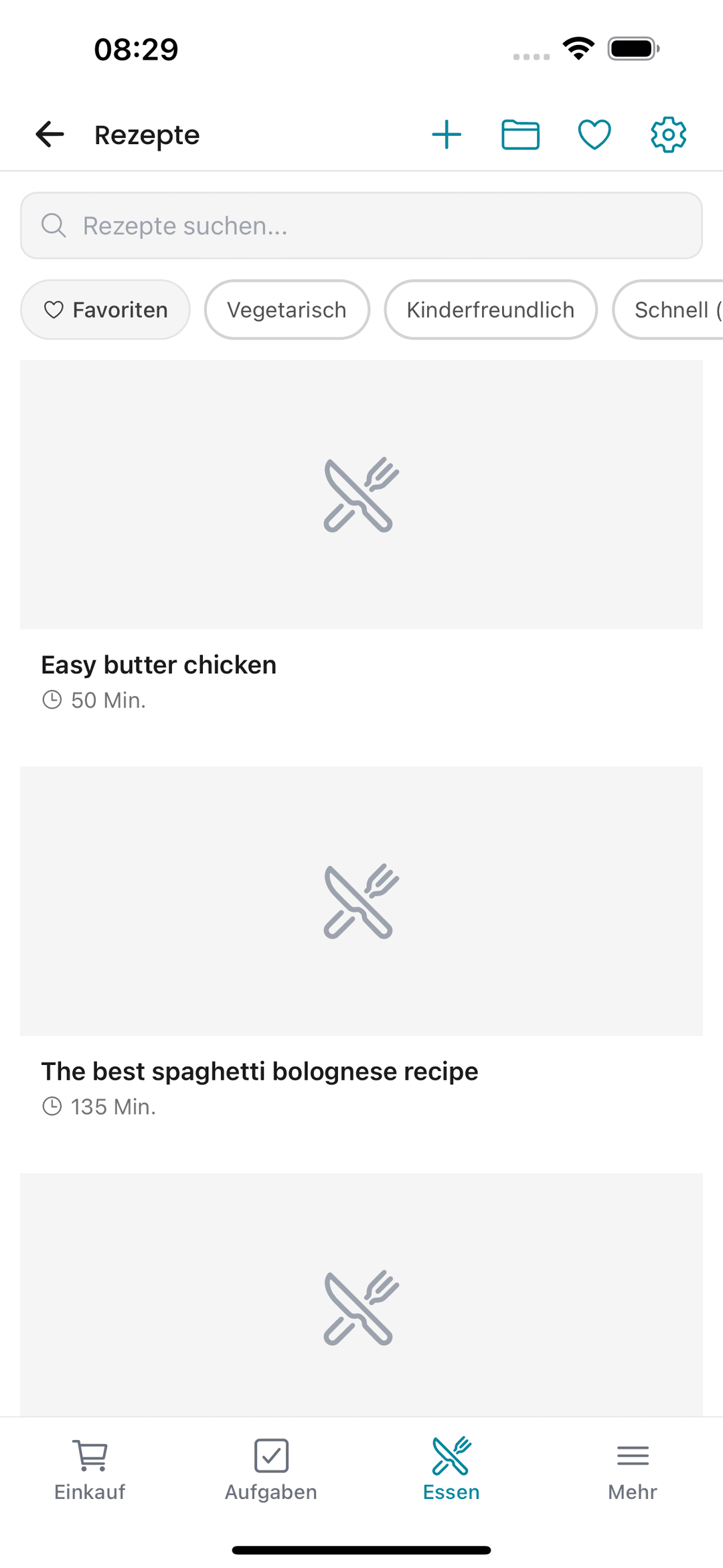 Kinvivo Rezeptsammlung mit Suchfunktion und Filtern